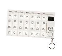 minkissy 7 Days Weekly Medicine Organizer Pill Box 28 Compartments Electronic Timer Reminder Alarm and Luminous LCD Backlight Travel Pill Dispenser for Vitamins and Medications