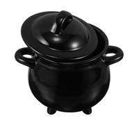 minkissy 700ml Black Ceramic Cauldron Coffee Mug with Lid, Versatile Use and Easy to Clean, Halloween Party Favor Decoration for Dining Table and Daily Use