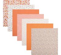 minkissy 7pcs DIY Orange Series Floral Cotton Fabrics Set, 50x50cm Handmade Patchwork Cloth for Sewing Quilting Craft Materials