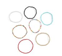 minkissy 7Pcs Handmade Elastic Ankle Chains Colorful Bead Anklet Simple Fashion Jewelry for Daily Wear Friends and Loved Ones