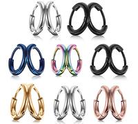 minkissy 8 pairs Stainless Steel Small Hoop Earrings for Women Men Lightweight Hypoallergenic Ear Accessories for Daily Wear for Birthdays Special Occasions