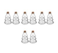 minkissy 8 Pcs Christmas Tree Shaped Glass Wishing Bottle 90ml with Cork | High Transparency, Preserves Wish Cards and Blessings, Portable Classic Style for New Year Events