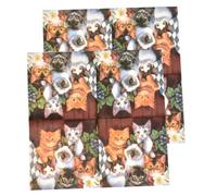 minkissy 80pcs Colorful Cat Pattern Paper Napkins Burgundy Disposable Tissue Paper Restaurant Napkin