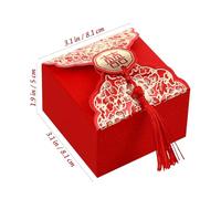 minkissy 80pcs Red Wedding Candy Boxes Portable Gift Packaging Exquisite Peony Double Happiness Design with Tassels Creative Chinese Style Candy Bags for Party Favors and Celebrations