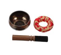 minkissy 8cm Handcrafted Tibetan Singing Bowl Meditation Sound Bowl with Cushion and Wood Mallet Set for Mindfulness and Chakra Healing Random Color Random Style
