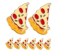 minkissy 8pcs Cartoon Pizza Shaped Brooch Pins Alloy Fast Food Enamel Lapel Pins for Clothing Bags Casual Outfits Party Accessories Lightweight Fun Jewelry