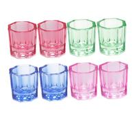 minkissy 8pcs Colorful Crystal Glass Nail Art Cups Multi-function Manicure Dappen Dishes Refillable Liquid Powder Containers for Professional Nail Technicians Random Color