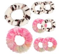 minkissy 8pcs Colorful Flannel Wrist Bands for Washing Face Waterproof Wrist Cuffs Spa Wraps 4 Blue-pink Rainbow and 4 Leopard Print for Household Use