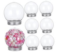 minkissy 8pcs DIY Snow Globe Making Kit with Aluminum Lid Fillable Plastic Dome Ornament for Christmas Decorations Clear Round Craft Globes for Festive Holiday Decor and Gift Crafting
