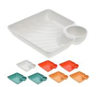 minkissy 8pcs Japanese Dumpling Plates with Sauce Compartments, Lightweight Pp Kitchen Plate Set, Easy to Store Compartment Serving Platter for Dumpling, Sushi, and Chips