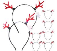 minkissy 8Pcs LED Antler Headbands, Fashion Cute Reindeer Light-up Hairbands for Christmas Birthday Party Christmas Headbands for Kids