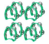 minkissy 8pcs Musical Tambourine Thickened Green Handheld Percussion Instrument with Jingles for Music Enlightenment Creativity and Group Play