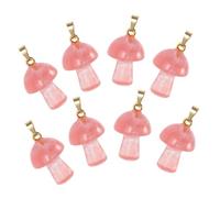 minkissy 8pcs Natural Crystal Mushroom Pendant Miniature Mushroom Charms Wear Resistant Jewelry Decorations for Bracelets Necklaces Keychains