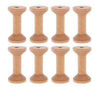 minkissy 8pcs Wooden Thread Spools 70x40mm Light Brown Empty Sewing Ribbon Bobbins for Crochet Yarn Weaving Craft Storage and Embroidery DIY