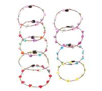 minkissy 9pcs Floral Headband Crown for Women Girls Led Light up Party Headdress Flower Wreath Hair Band Party Headwear