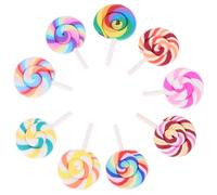 minkissy 9pcs Miniature Rainbow Lollipops Colorful Fake Candy Props for Dollhouse Decor Scene Decorative Accessories for DIY Crafts and Imaginative Play