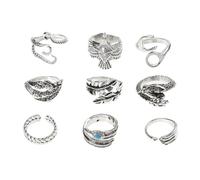minkissy 9pcs Open Animal Rings Set Vintage Alloy Finger Jewelry for Women Comfortable Wear No Fading Durable Design for Casual and Stylish Outfits