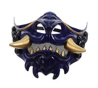 minkissy Adjustable Half Face Evil Demon Samurai Mask Lightweight Comfortable for Halloween Cosplay Party Unisex Japanese Style Protective Masquerade Accessory