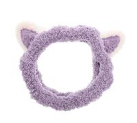 minkissy Adjustable Soft Plush Cat Ear Headband for Women Fuzzy Spa Makeup Hair Band for Face Washing Skincare Stretchy Wide Elastic Hair Hoop in Purple Multifunctional Cosplay Accessory