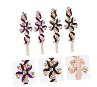 minkissy Alloy Women Hair Pins and Flower Barrettes Set 2 Pairs Purple and Black Hair Clips for Girls Headdress Accessories