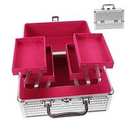 minkissy Aluminum Alloy Handled Makeup Case Silver Bar Cosmetic Organizer Box Portable Storage for Cosmetics and Makeup Essentials Durable and Stylish Design