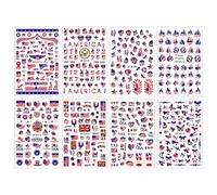 minkissy American Flag Nail Art Stickers - 8 Sheets 4th of July Independence Day Nail Art Decals National Day Manicure Decals for Memorial Day Women Girls
