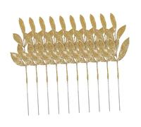minkissy Artificial Christmas Leaf Picks 10Pcs Gold Glitter Fake Leaves for Wreath DIY Flower Arrangements Winter Wedding Decorations