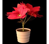 Minkissy Artificial Poinsettia Plants Simulation Flower Light Flowerpot Poinsettia Christmas Decoration for Home Bedroom Living Room Holiday Atmosphere