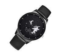 minkissy Astronaut Watch for Men and Women Featuring Sl lack Dial Design Case and Comfortable Strap for Everyday Wear Special Occasions This Wristwatch Combines Retro Space Themes