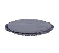 minkissy Baby Crawling Mat and Infant Crawling Playing Carpet for Toddlers, Round Solid Color with Lace Edge, Carbon Gray Non-Toxic Soft Floor Playmat Suitable for Baby Activity and Early Development