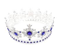 minkissy Baroque Alloy Blue Rhinestone Tiara Bridal Crown Wedding Hair Jewelry Women’s Rhinestone Headwear Party Cosplay Accessories