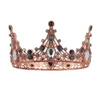 minkissy Baroque Rhinestone Crown - Black Vintage Round Tiara - Rhinestone Queen Crown - Rhinestone Headband for Women Bride Wedding Festival Party