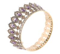 minkissy Baroque Crystal Rhinestone Wedding Crown Lightweight Comfortable Tiara for Women Bridal Birthday Prom Party Elegant Purple Hair Accessory