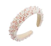 minkissy Baroque Headpiece Bridal Pearl Headband Wide Crystal Hair Hoop for Wedding Party