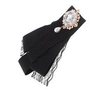 minkissy Baroque Lace Bow Tie Brooch with Rhinestone and Pearl Embellishments Vintage Inspired Collar Accessory Pin for Womens Formal Outfits and Special Occasions