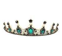 Minkissy Baroque Queen Crown Rhinestone Crystal Crown Retro Crown for Weddings, Birthday, Halloween, Christmas, New Year (Green)