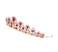 minkissy Baroque Red Rhinestone Crown Tiara for Bride, Bridal Wedding Hair Accessory Headband, Princess Hairpiece Suitable for Bridesmaids and Special Occasions
