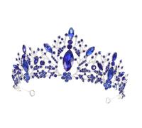 minkissy Baroque Rhinestone Crown Headband Elegant Alloy Tiara Hair Accessory for Bride Bridesmaid Flower for Weddings Birthdays and Parties Blue