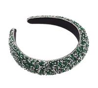 minkissy Baroque Rhinestone Padded Hairband Women’s Wide Band Hair Hoops Daily Use Wear-resistant Green Headband for Parties and Travel