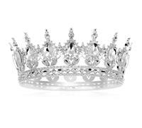 minkissy Baroque Rhinestone Tiara Crystal Bridal Tiara Full Round Crown Vintage Crystal Crowns for Wedding Miss Women Bridal White