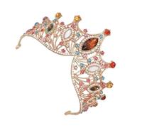 minkissy Baroque Style Wedding Tiara Colorful Crown Headpiece for Bride Elegant Royal Headdress