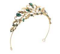 minkissy Baroque Vintage Gothic Bridal Tiara Crown for Women with Adjustable Fit and Soft Lining, Green Metal Halloween Crown Suitable for Renaissance Party and Cosplay Accessories