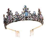 minkissy Baroque Vintage Rhinestone Crown Bridal Headpiece Women Wedding Prom Birthday Party Headdress Tiaras