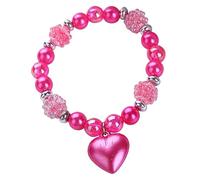 minkissy Beaded Heart Bracelet for Resin Wrist Jewelry with Elastic String Charming Pearl Wristlet for Birthday Christmas Valentines Gift and Everyday Wear