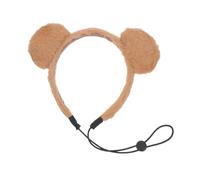minkissy Bear Costume Hairband Plush Headband with Khaki Bear Ears and String, Cute Animal Ear Hairband for Birthday Party, Cosplay, and Christmas Dress Up