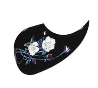 minkissy Black Acoustic Guitar Protective Plate with Flower Pattern Scratch Guard for Folk and Acoustic Guitars Easy to Install Replacement