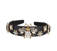 minkissy Black Crystal Headband Vintage and Rhinestones Elegant Hair Accessories for Proms and Parties Wide Retro Headband for Women