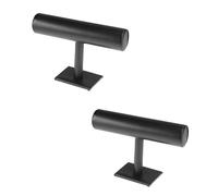 minkissy Black PU T-bar Jewelry Display Stand for Bracelets Necklaces Watches and Headdresses Space-saving Organizer for Home and Retail Counters
