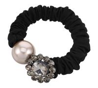 minkissy Black Rhinestone Hair Scrunchie with Flower Design Strong and Reusable Elastic Hair Tie for Women for Everyday Use