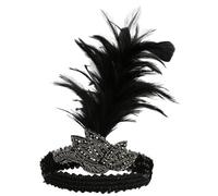minkissy Black Sequin Plume Headband for Women, 1920s Flapper Hair Accessory, Vintage Party Headpiece for Weddings and Cosplay